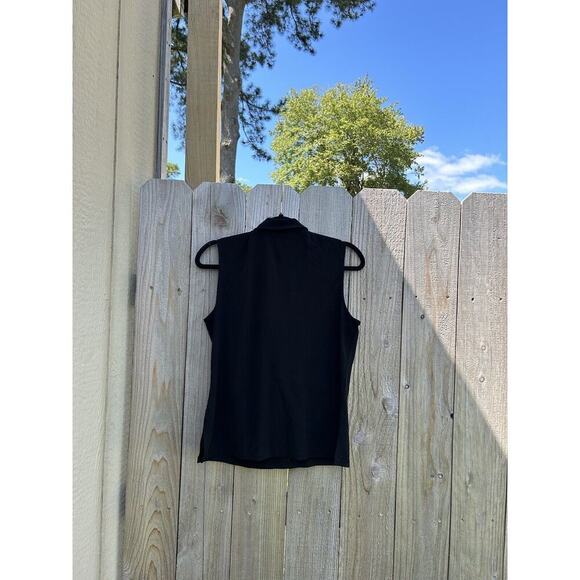 Dkny sleeveless Collared Ruffled Front Button Closure Black Sz Large Fall Winter - Picture 5 of 8